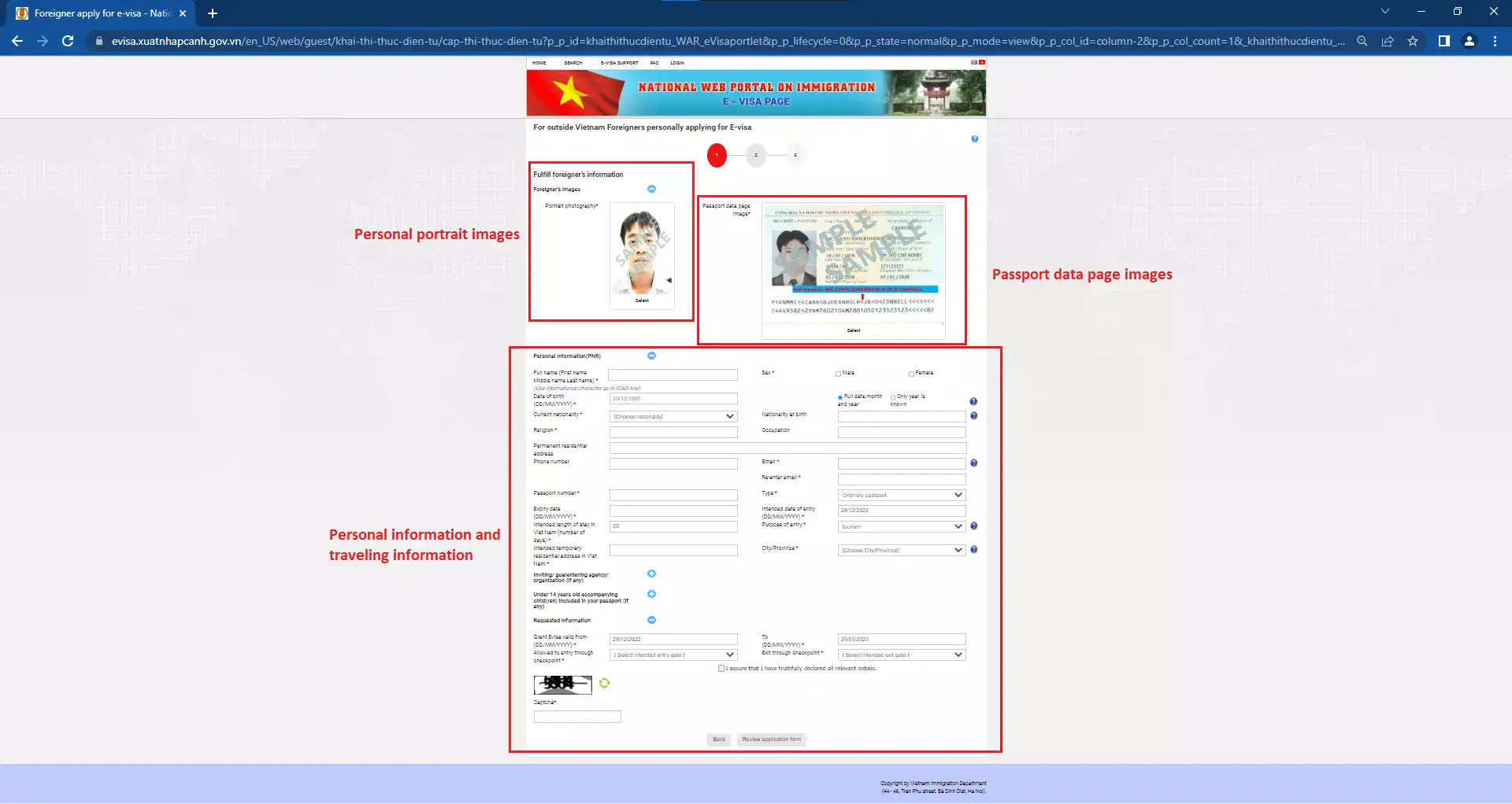 Apply Vietnam evisa guide - Fill application form
