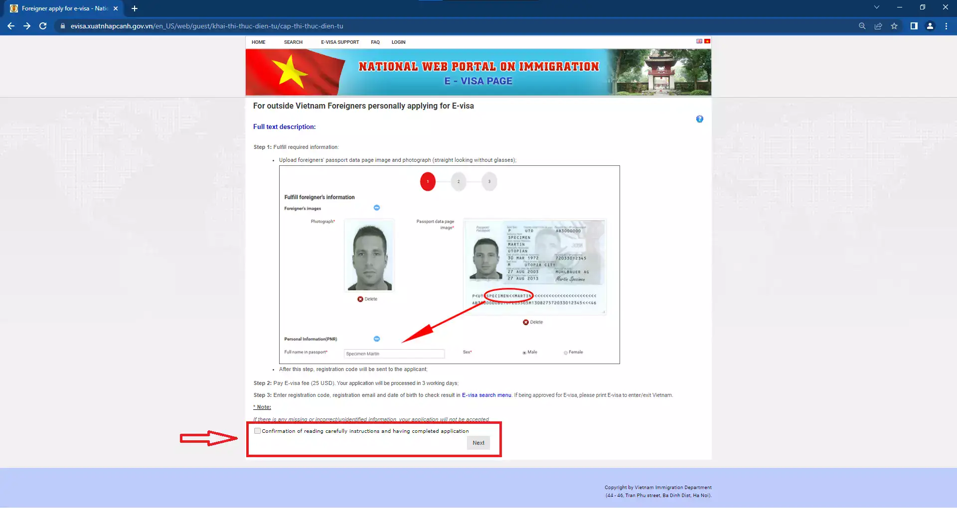 Apply Vietnam evisa guide (short guide page) - official website
