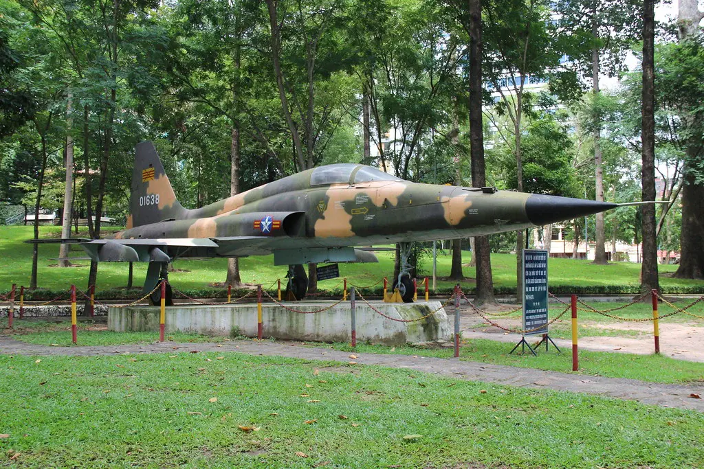 The aircraft in front of Independence Palace Ho Chi Minh City