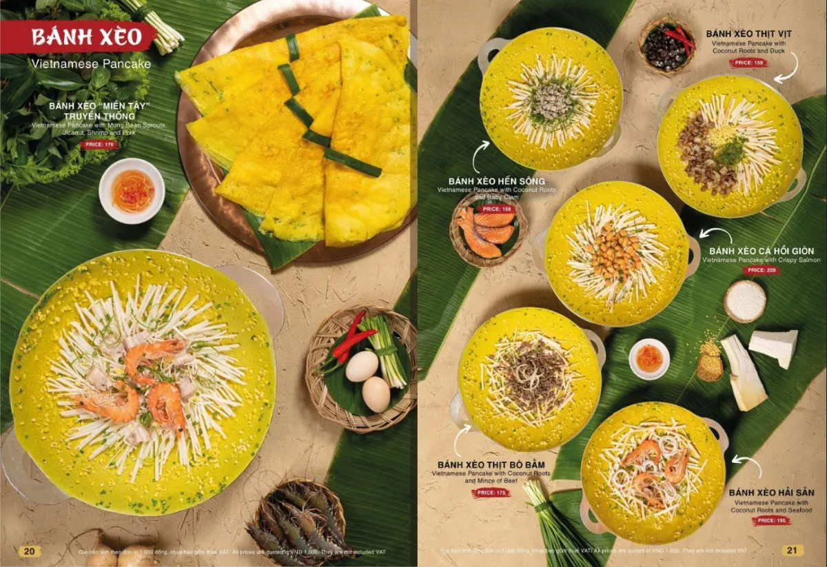Hoang Tam restaurant - Vietnamese Pancake (Banh Xeo) menu