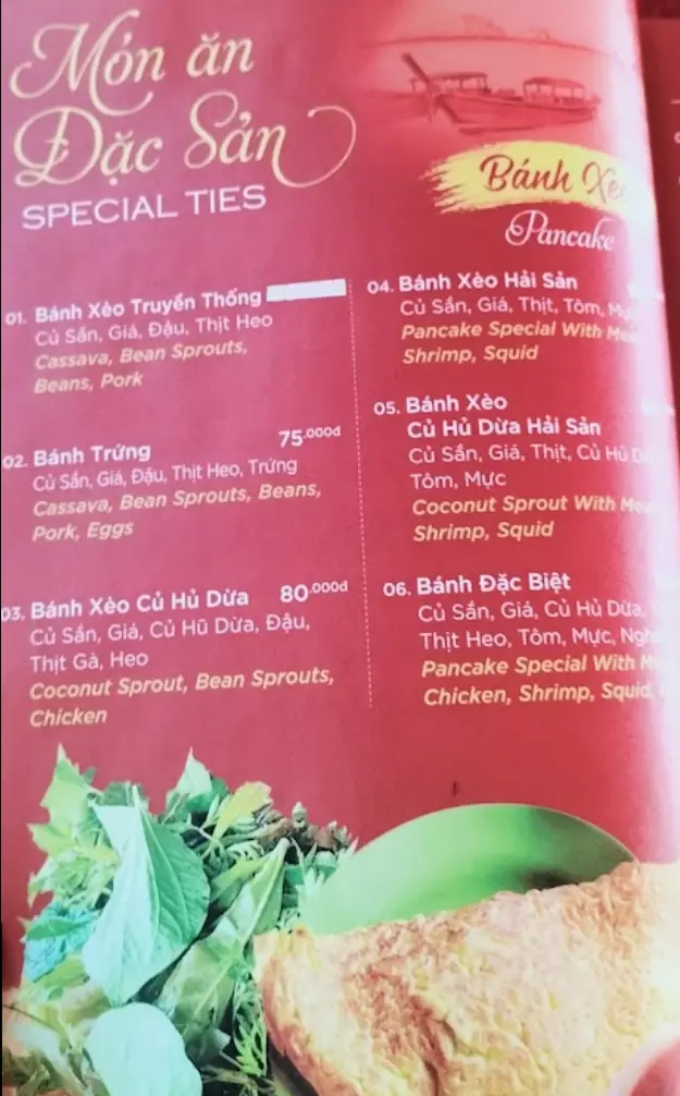 Banh Xeo Dai Duc - Menu