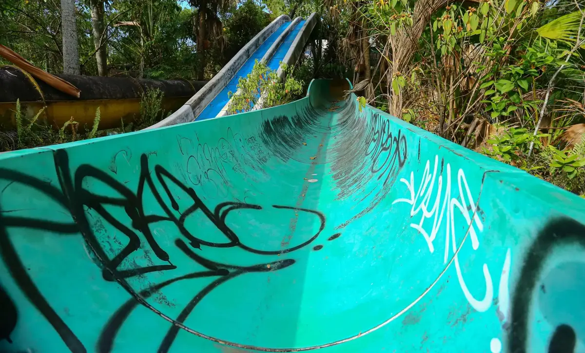 Water slides and pools