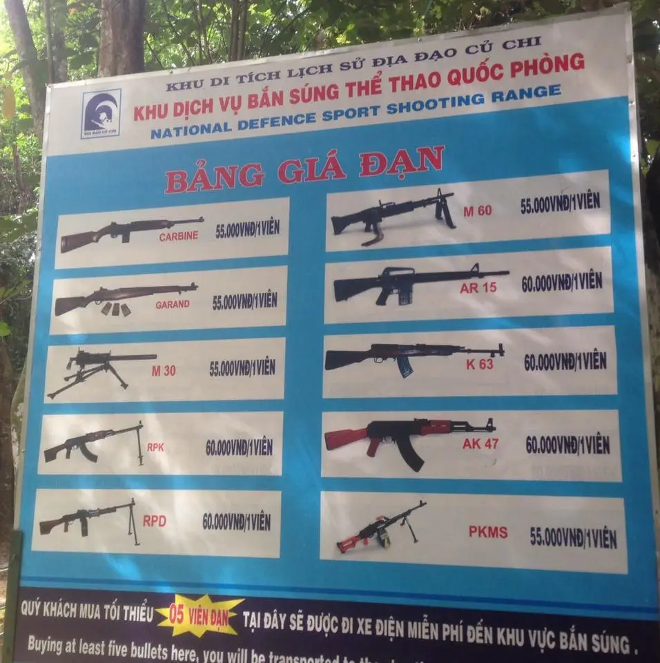 Cu Chi Tunnel Ben Duoc - Shooting range price