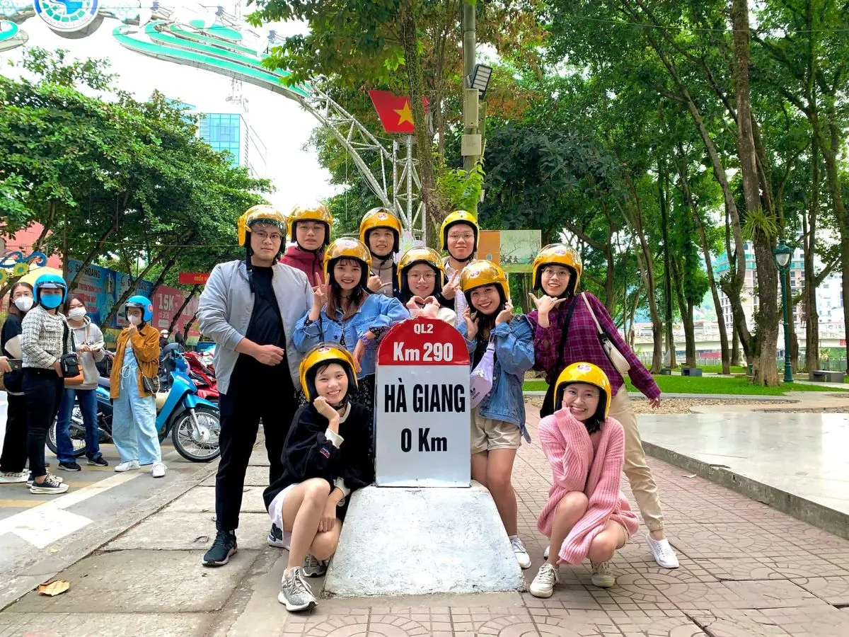 Tourists check in Ha Giang Milestone Zero
