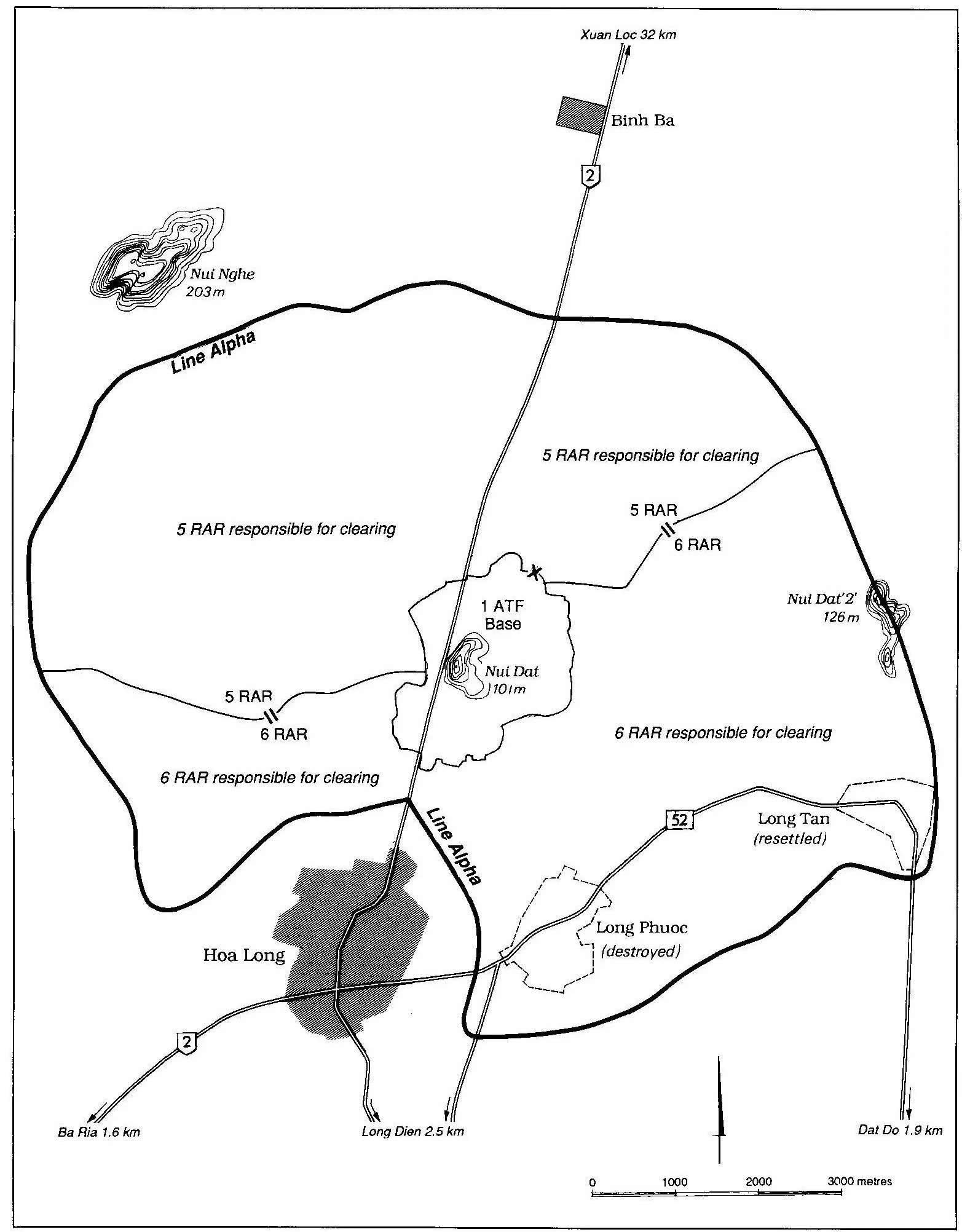1st Australian Task Force - Line Alpha - Long Tan Nui Dat Map