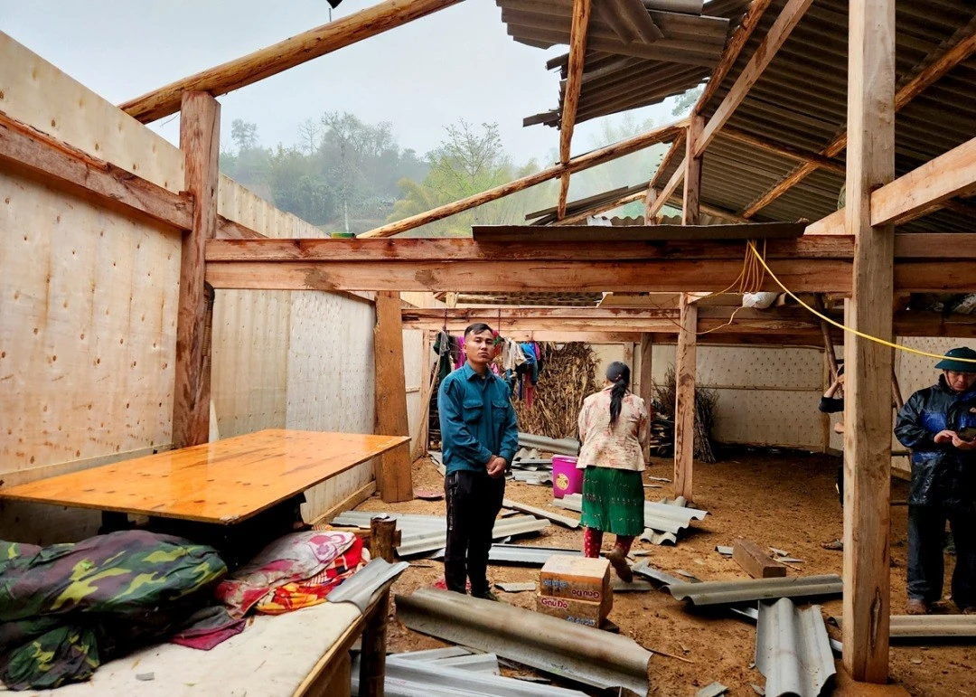 Destroyed houses after the hail in Ha Giang