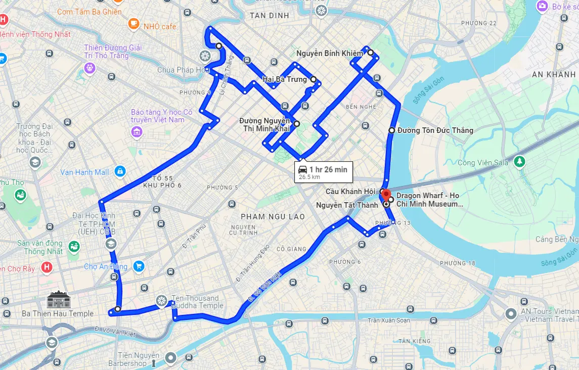 HCMC electric sightseeing vehicle's expected route 1 (District 1 - District 4)