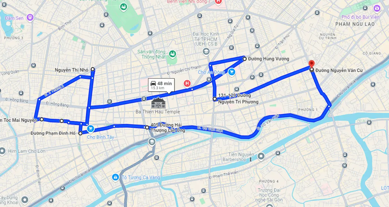 HCMC electric sightseeing vehicle's expected route 2 (District 5 - District 6)