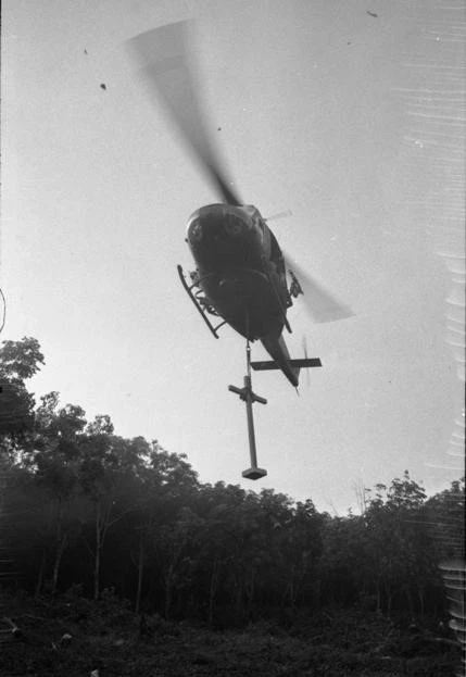 Long Tan Cross was flown into the site by an RAAF Iroquois helicopter in 1969