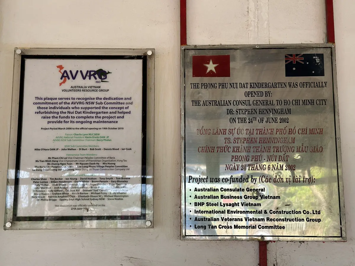 Old information board at the Abandoned Long Phuoc Kindergarten