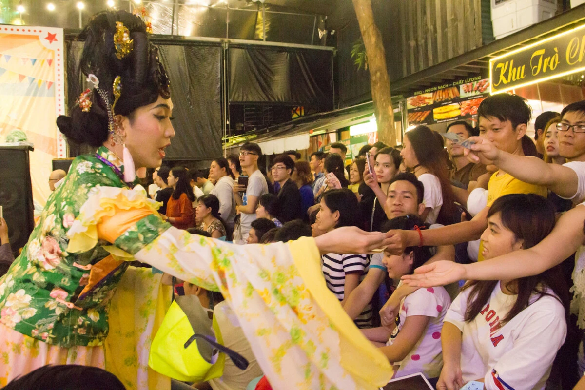 Locals interaction with performers at the Lotto Show