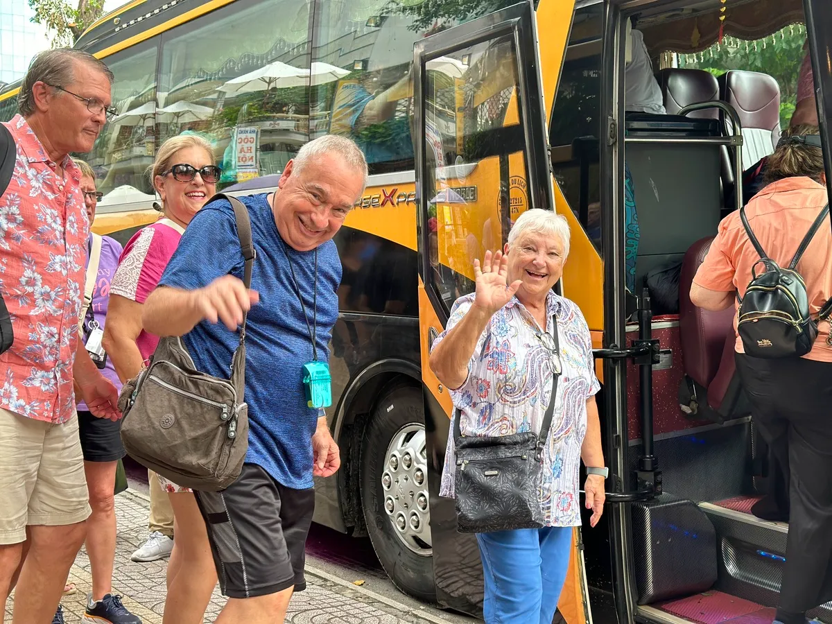 Getting on the bus and back to Carnival Panorama at Phu My Port