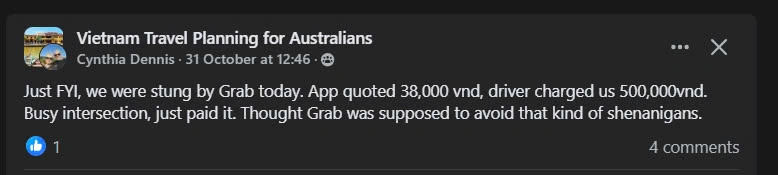 An Australian tourist was scammed by Grab driver even when price is already set