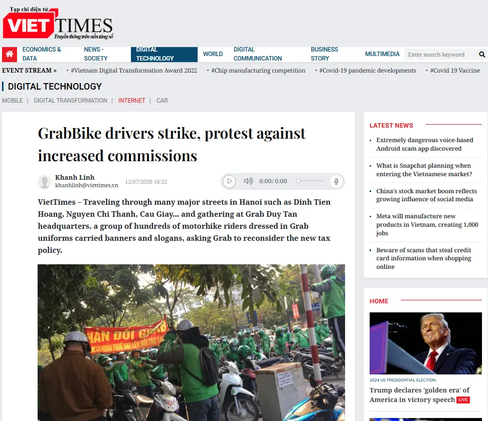 Grab driver usually protest against the company policies