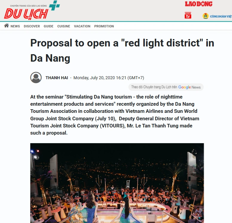 The rumor of a red light area in Da Nang once spread among Vietnam newspaper
