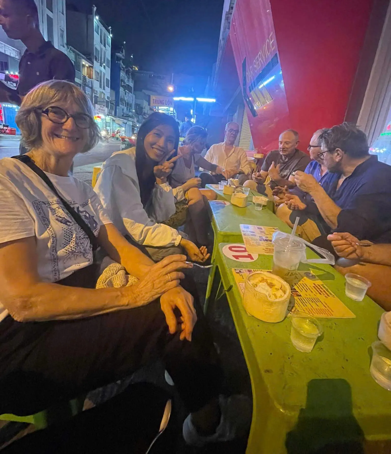 Enjoying food in Ho Thi Ky Market